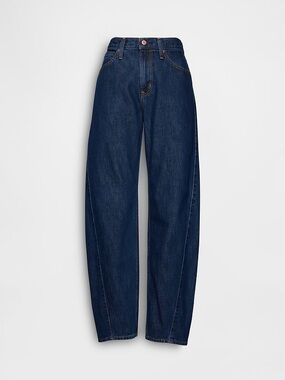 GAP High Rise Barrel Jeans Size 28 Dark Rinse 30L NWT